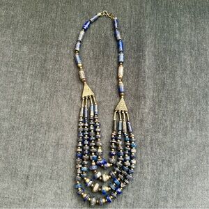Vintage Lapis Silver Tone Necklace-bought in Middle East
